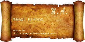 Mangl Alfonz névjegykártya